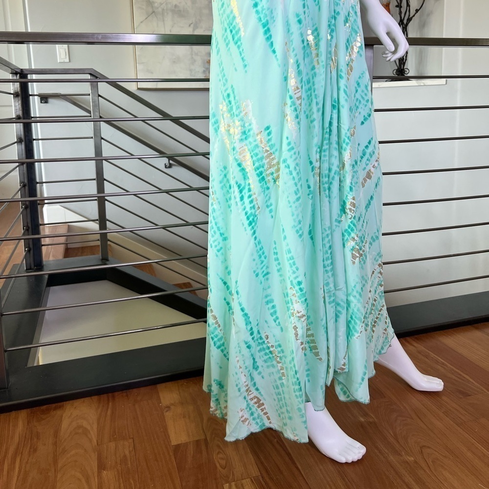 Metallic Print Halter Maxi Dress - Picture 4 of 14